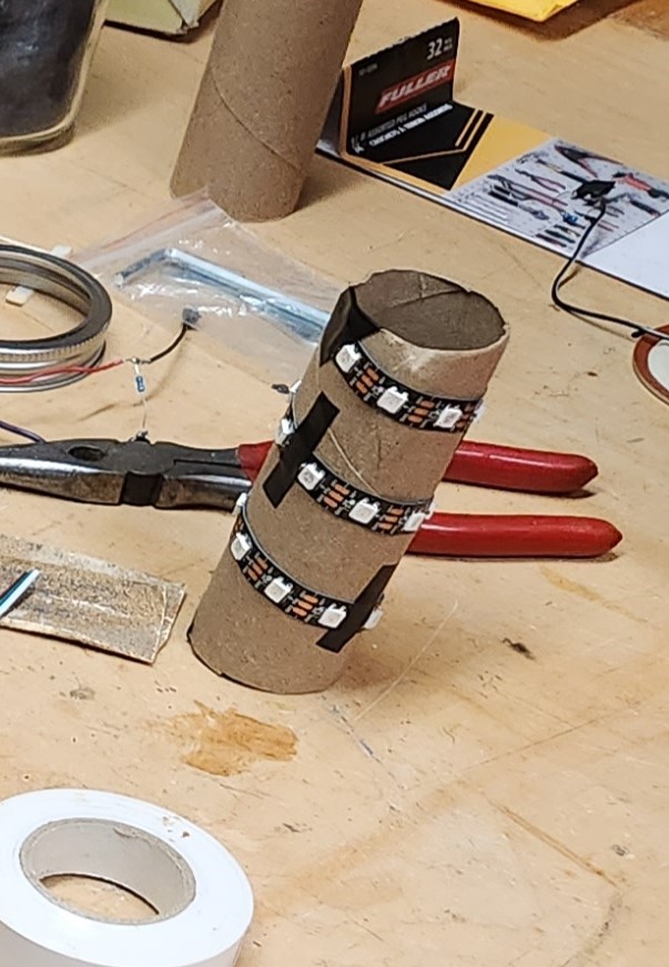 LED strips taped on
